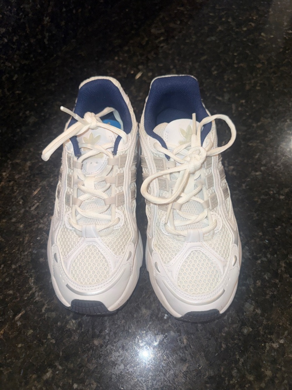 adidas White Sneakers with Navy Interior